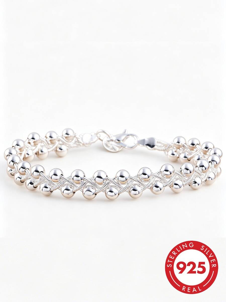 1 Exquisite 925 Sterling Silver Bracelet - A Simple, Elegant, And Versatile Women's Jewelry - Perfect For Daily Wear, Gift Giving, And Special - White - View 1