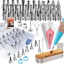 Juego de 115 piezas para decorar pasteles, boquillas para manga pastelera, mangas, herramientas de repostería, moldes ovalados para pasteles, con caja de almacenamiento, utensilios de cocina, herramientas de horneado, crema de postre, queso crema, glaseado, mermelada, mantequilla, masa de pan, repostería DIY, diseño creativo popular para puré de patatas, chocolate, helado, donut, forma de flor exquisita hecha a mano, fiesta de cumpleaños, reunión familiar, celebración de vacaciones, regalo perfecto para entusiastas de la repostería - Ver 13