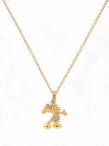 Miniso Disney Mickey Mouse Cartoon Rhinestone Pendant Necklace 1Pc Gold Or Silver Tone Lightweight For Women Daily Gift - Style1 - View 5
