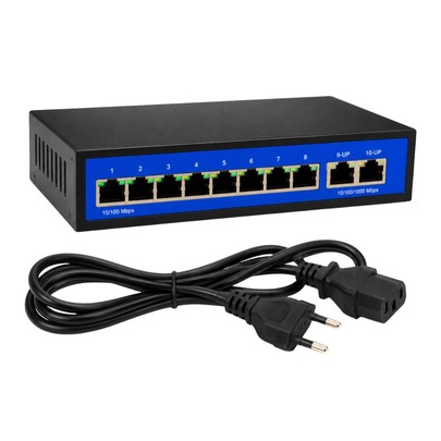 Switch Rede Poe 8 Portas Com Uplink Alta Velocidade ATS182