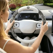 Car Steering Wheel Cover, Lace Pattern With Napa Leather Patchwork, Rubber Inner Ring, 15 Inch Universal, Breathable And Non-Slip, Suitable For Cars And SUVs, Girly Style Car Accessories, Car Interior Decor - F104 - View 15