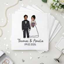 Customized Face Wedding Napkins, Personalized Couple Portrait Napkins, Fun Photo Bridal Shower Rehearsal Dinner Decor, Fun Wedding Decor - Multicolor Portrait Tissues - View 6