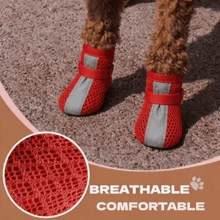 Zapatos para perro pequeño de malla suave color rojo talla L, adecuados para caminar y correr al aire libre en pavimento caliente de verano, botas antideslizantes y protección para las patas - Multicolor - Ver 6
