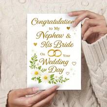 1pc Funny Gift - Elegant Wedding Congratulations Card For Nephew And His Bride, Perfect For Family Gift Giving On Their Special Wedding Day Celebration - Multicolor - View 8