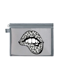 Fashion Leopard Print Lip-Shaped Mesh Beach Bag, Portable Mesh Makeup Bag, Zipper Travel Organizer - Lightweight, Fade-Resistant Cosmetic And Toiletry Bag, Suitable For Men And Women, Ideal Gift For Mothers, Teachers, Friends, Nurses, Essential For School, Vacation, Travel, Perfect For Teacher's Day And Back To School Season,Back To School - Multicolor - View 15
