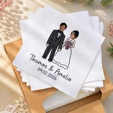 Customized Face Wedding Napkins, Personalized Couple Portrait Napkins, Fun Photo Bridal Shower Rehearsal Dinner Decor, Fun Wedding Decor - Multicolor Portrait Tissues - View 3