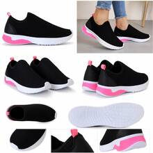 Women's Comfortable Black Slip-On Sneakers With Pink Sole - Casual Fashion  2026 - 白色+粉紅色 - 查看 3