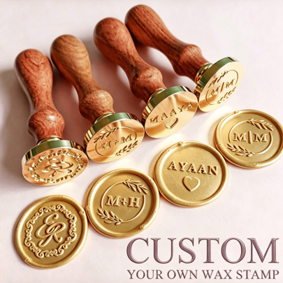 Carimbo de Lacre de Cera com Cabo de Madeira Redondo Personalizado de 25mm, Adequado para Artesanato Feito à Mão, Envelopes, Embalagens de Presente, Presentes de Formatura, Convites de Casamento, Temporada de Volta às Aulas, Suprimentos Escolares, Etc.