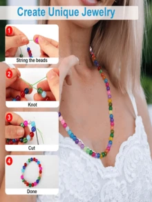 360 Peças Contas de Vidro Cristal Sonhador de 8mm 144 Cores para Pulseira, Colar, Brinco, Chaveiro, Artesanato de Joias DIY - contas de vidro - Visão 6