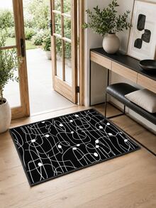 1 pieza Alfombra de piso antideslizante con patrón para exteriores, alfombra interior, alfombra de baño, alfombra de cocina, alfombra decorativa, alfombra multifuncional para pasillo, suave y cómoda, fácil de limpiar, adecuada para entradas interiores y exteriores, dormitorios, decoración del hogar - Blanco y Negro - Ver 8