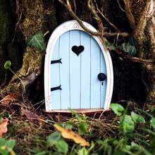 2D Flat, 1pc Vintage Pastoral Decorative Sign, Heart Fairy Arch Wooden Door Ornament, Summer Home & Office Wall Decor, Garden Micro Landscape Tree Trunk Arrangement Prop, Holiday Party Gift - C - View 9