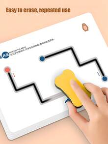Children's Pen Control Training Cards, (Random Style Sent) One Set Completes Early Education! Pinyin / Numbers / Lines / Connect The Dots / Whole Brain Development 5 Major Themes, Reusable Erasable, Practice Until Proficient Without Worry. Fun Cartoon Patterns, Baby Becomes More Focused As They Write, Easily Develops Pen Grip And Movement Skills. Spiral Binding Design, Convenient Storage, Can Be Taken Anywhere To Practice, A Worry-Free Early Education Product For Moms~ Back To School - Multicolor - View 4