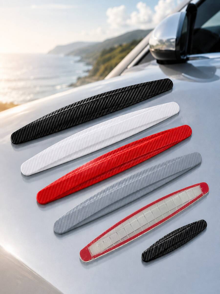 Car Bumper Protector Strips, 2pcs Universal Bumper Guard Strips For Front Rear Corners, Carbon Fiber Texture Abs Anti-Scratch Protection Trim, Self-Adhesive Car Door Edge Guard Side Mirror Protector, Exterior Accessories For Cars Suvs Trucks