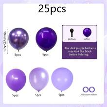 52/27pcs Purple Balloon Set, 10-Inch Metallic , Pearl, Lavender And Light Purple Balloons, Suitable For Birthday, Wedding, Bachelorette, Bridal, Baby Shower And Celebration Decorations - Set - View 3