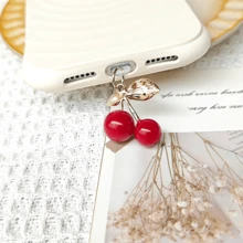 Vintage Cherry Metal Dust Plug Charging Port Dust Plug Pendant Charm Waterproof Universal For Apple And Android Phones - Multicolor - View 5