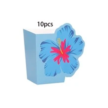 10/40/80個 4色扶桑花派對紙製爆米花盒，底部2.8x2英吋，高4.7英吋，頂部2x4英吋，藍粉黃紫夏威夷主題紙盒，適用熱帶派對夏季Tiki Luau零食，夏威夷生日用品，男女通用 - 多色 - 查看 8