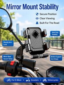 Dudukan Ponsel Motor, Dudukan Ponsel Sepeda yang Kompatibel dengan Stang dan Kaca Spion, Braket Ponsel Sepeda Universal Berputar 360°, Pemasangan Cepat dan Pegangan Aman, Cocok untuk Skuter, Sepeda Motor Ringan, Sepeda Listrik, Sepeda Motor, Dudukan Ponsel Anti Guncangan, Kompatibel dengan Semua Ponsel - A - View 5