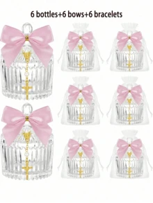6 Sets Crystal Candy Bowl Baptism Gifts With 6 Cross Rose Baptism Decorations, Wedding Baby Shower First Communion Party Supplies (White) - Multicolor - View 13