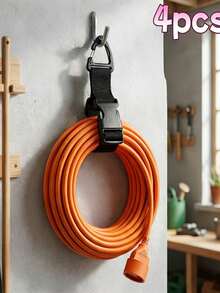 4 piezas Correas ajustables para manguera de jardín, Organizador de cables de extensión de alta resistencia, Correas de almacenamiento colgante para garaje y taller, Bridas reutilizables para gestión de cables - Resistente y duradero - Ver 5
