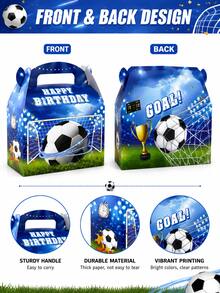 1 pieza/12 piezas Caja de regalo pequeña con temática de fútbol, bolsa de aperitivos de papel con parte superior inclinada, adecuada para fiestas con temática de fútbol, caja de aperitivos para fiestas de cumpleaños, - Caja de regalo para fiestas - Ver 4