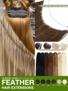 Invisible Feather Tip Hair Extensions, Natural Fishing Line Non-Remy Human Hair Invisible Sew-In Micro Loop Hair Extensions, Suitable For All Women And Ethnicities, Salon-Grade Volume And Shine, Versatile Hair Accessory - Multicolor - View 3