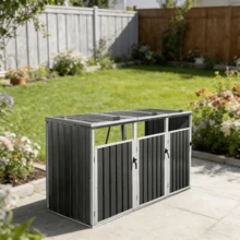 Shelter For 3 Bins, Compatible With Bins Of 240 L And Less, Protective Metal Roof For Outdoor Use. - 灰色 - 查看 10