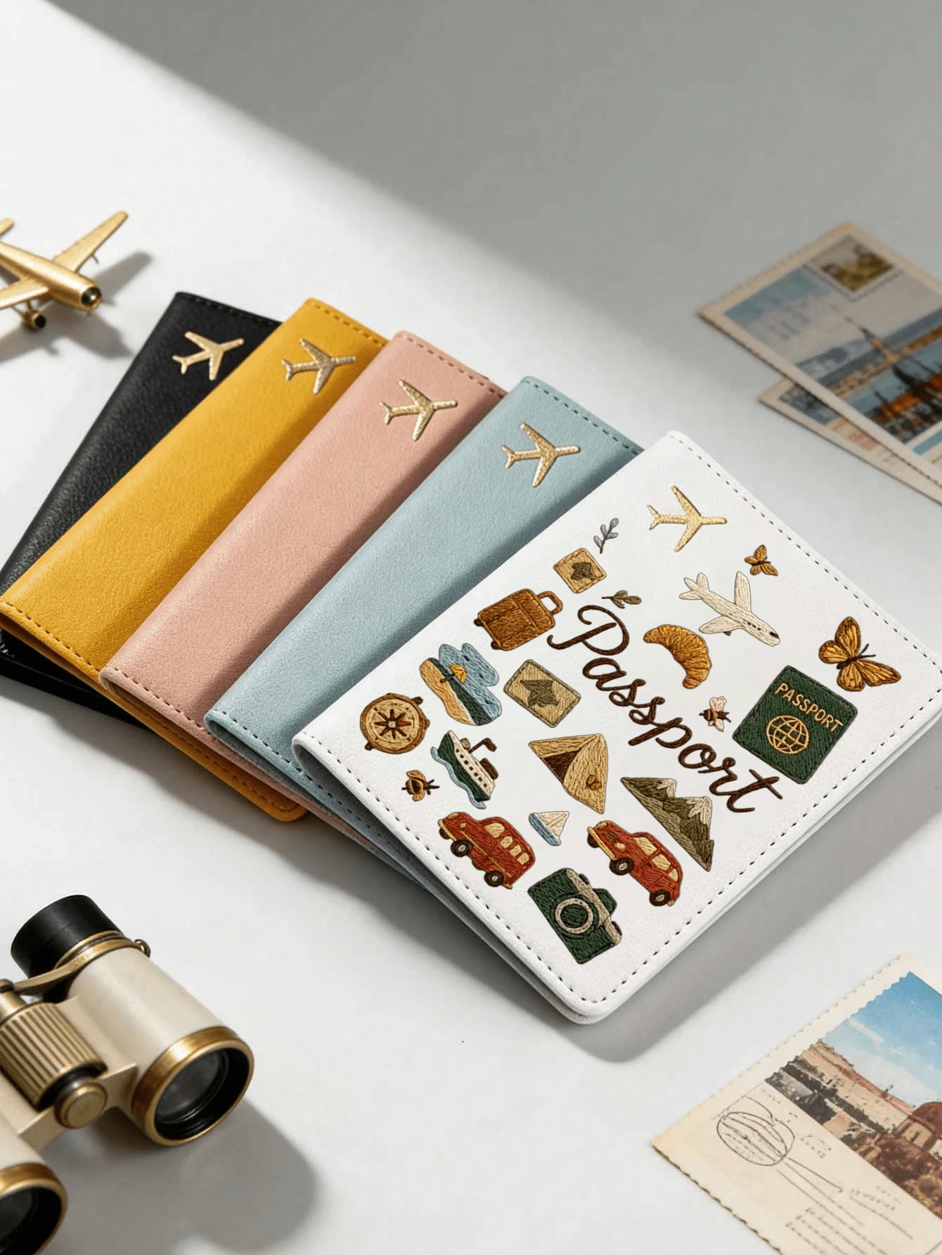 Multi-Color Airplane & Car Travel Pattern Travel Passport Cover, Foldable Portable Multi-Functional Storage Design, Waterproof & Dustproof, Ideal Customized Gift For Air Travel, Commuting, Group Tours, Family Outings, Friends Gatherings And More - Multicolor - View 1