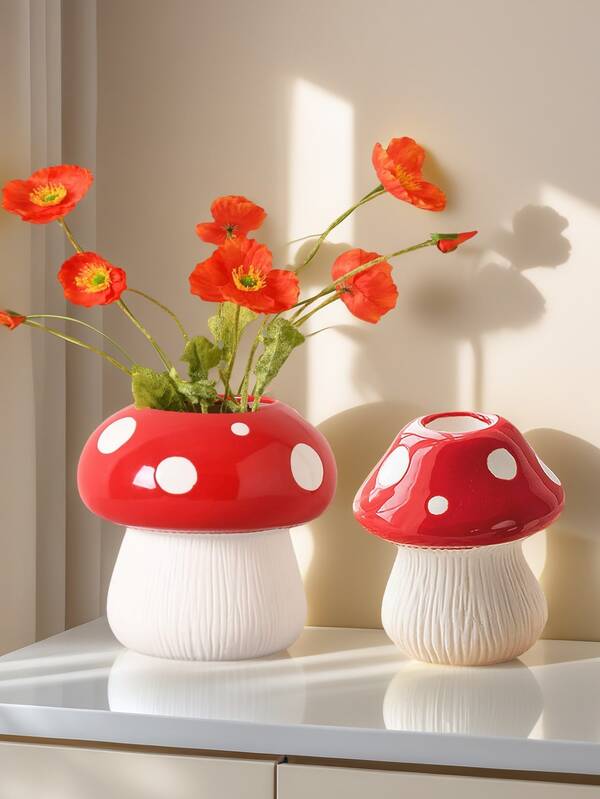 Cute Mushroom Resin Planter, Red & White Polka Dot Succulent Flower Pot, Decorative Plant Holder For Indoor Desktop, Home & Garden, Unique Gift For Plant Lovers
