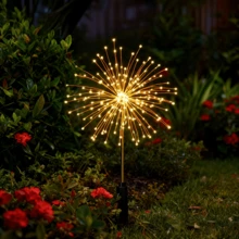 1pc Outdoor Solar Garden Light, 200/150/120/90 LED Copper Wire Firefly String Lights, 8 Modes Decorative Sparkle Landscape Light, Suitable For Path And Lawn Decoration, IP44 Waterproof - Solar-powered Fireworks Lights - View 5