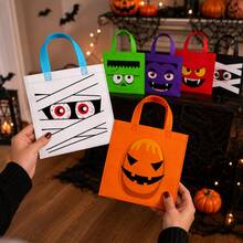 12 Halloween Gift Bags - Halloween Party Favors Gift Bags, Suitable For Halloween Theme "Magic" Party Favors, With Handles - Multicolor - View 5