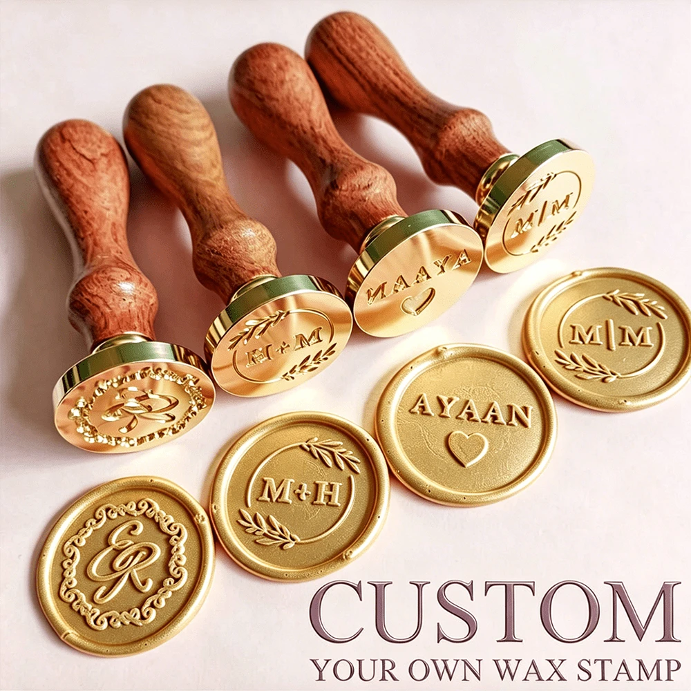 客製化 25mm 圓形木柄蠟封印章，適用於手工藝品、信封、禮物包裝、畢業禮物、婚禮邀請函、返校季、學校用品等