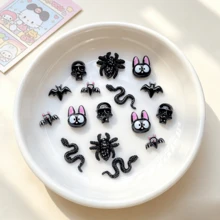 10/30/60pcs Halloween Resin Craft Set - Cartoon Black Halloween Skull, Spider, Little Snake, Bat, Black Cat Flat Back Decor Nails Art, Scrapbooking, DIY Jewelry Making - Fun Animal Designs, Christmas Halloween Creative Enthusiasts - Random Mix - Multicolor - View 4