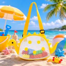 Personalized Dinosaur Mesh Shoulder Bag, Beach Shell Collecting Storage Bag, Lightweight Crossbody Bag For Seashells, Keys, Small Items - Multicolor - View 7