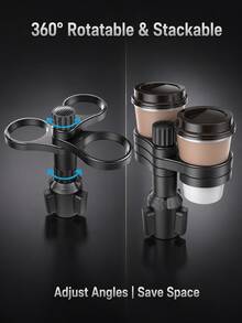 Universal 3-In-1 Car Cup Holder Expander, 360° Rotating Multi-Cup Adapter, Adjustable Base Car Interior Beverage Storage Rack - A - View 6