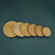 1/10pcs Bamboo Cup Lids, Vintage Bamboo Lids Suitable For Glass Bottles, Mugs, Fragrance Bottles And Candle Jars, Reusable And Durable, Suitable For Home Decor, Kitchen Storage, Aromatherapy And Dust Protection - Multicolor - View 3