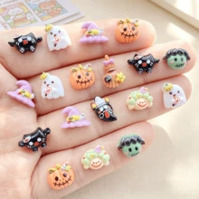 20/40pcs Halloween Resin Stickers - Cute Cartoon Ghosts, Pumpkins, Witches, Expressive Bats And Skull Stickers - DIY Crafts, Planner Decoration, Wedding Supplies - Durable Creative Design, Suitable For Planner Making And Art Projects - Random Assortment - Transparent - View 11