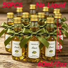 50 Pcs Mini Empty Transparent Bottles For Olive Oil With Gold Cap And Olive Green Satin Bow, Food Containers For Wedding Favors, Farmhouse Events, Baptism, Handmade Gifts - Green - View 7