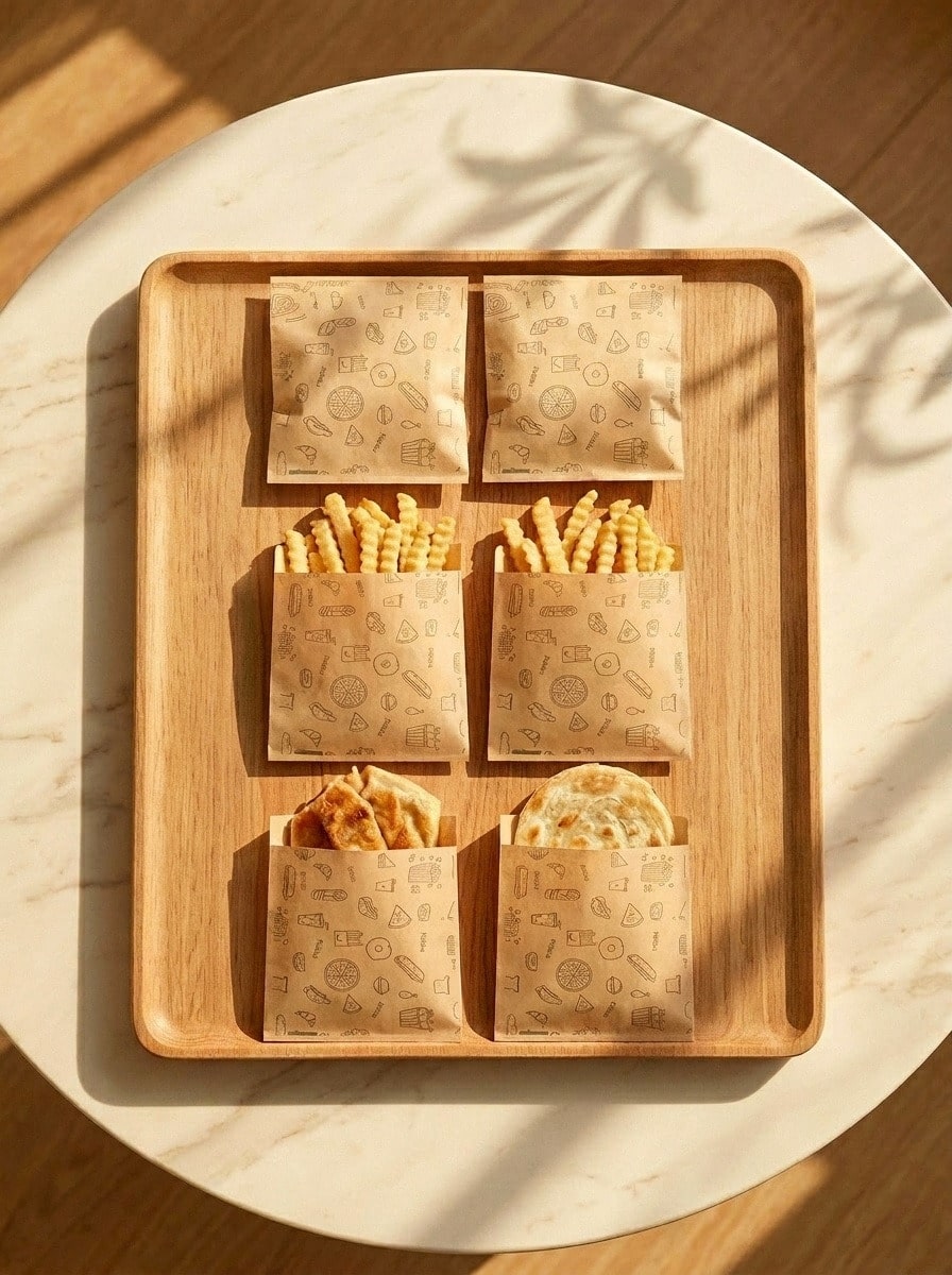 Cirelle 100个棕色食品密封袋,防油自粘储物袋,包装袋,适用于三明治,面包,汉堡包,炸薯条包装袋,野餐派对食品自粘包装储物袋,三明治包装袋,炸鸡包装袋,烤鸡包装袋,食品防油纸,煎饼袋 - 彩色 - 查看 1