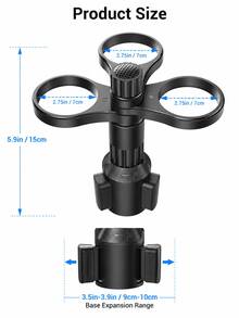 Universal 3-In-1 Car Cup Holder Expander, 360° Rotating Multi-Cup Adapter, Adjustable Base Car Interior Beverage Storage Rack - A - View 8