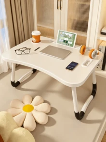Foldable Laptop Desk With Cup Holder - Portable Study Desk, Sturdy And Durable, Space-Saving. Suitable For Home, Office, Dorm, Bedside And Sofa Side; Can Be Used For Office Work, Study And Dining. - Random Color - View 3
