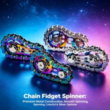 Metal Chain , Bike Chain Style Smooth Spin Desk Fidget Toy, 4 Styles Stress Relief Gift, Birthday Gift, Perfect Gift, Fun Gift For Teens And Adults - Multicolor - View 4