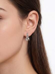 Luxury Sparkling Hoops, Three-Circle Zirconia S925 Silver Earrings With Gift Box For Party & Wedding - Multicolor - View 8