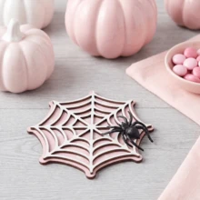 4/12pcs Gothic Hollowed Out Spider Web Wooden Coaster Halloween Decor Coffee Tea Cup Table Decor - Spider Web Coaster - View 9