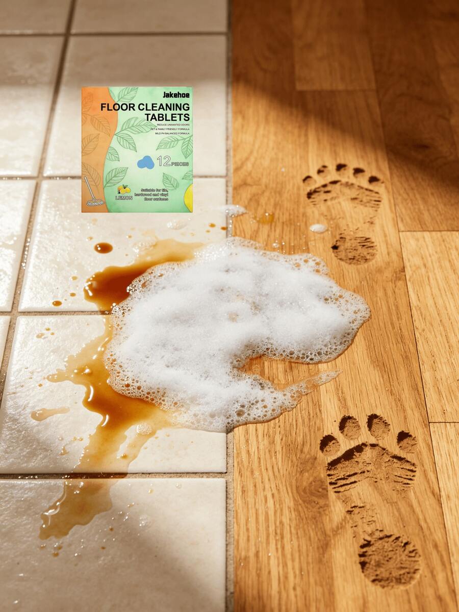 Floor Cleaning Tablets, Tile & Hardwood Floor Cleaner, Stain Removal, Odor Eliminator, Fresh Scent, Clean & Shiny Effervescent Tablets
