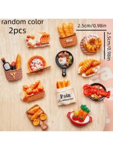 2/5/7/10pcs Creative Food Shaped Refrigerator Magnets - Realistic 3D Resin Kitchen Decor, Assorted Designs: Pizza, Donuts - Oval ABS Resin Magnets Suitable For Refrigerator, Food Themed Decorative Design, Textured Surface & Fine Craftsmanship - Multicolor - View 13