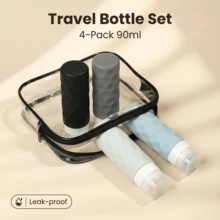 4pcs/Set Travel Toiletry Bottles, TSA Approved 3oz Travel Bottles, Leak-Proof Travel Toiletry ConTrainers, Refillable Travel Accessories, Includes Shampoo Liquid Toiletry Bag, Perfume Refillable Bottle - Multicolor - View 4