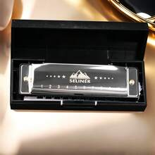 SELINER Selinger-Blues Harmonica C Key 10 Hole Diatonic Harmonica C Key Beginner Metal Gift - Silver - View 3
