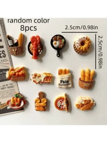 3/5/8/10/12pcs - Micro Resin Food Fridge Magnets, 3D Shaped, Multiple Cute Styles, Perfect For Decorating Office, Kitchen, Whiteboard, Locker, Dishwasher, Home Decor, Also Great As Holiday Gifts For Friends. - Multicolor - View 10