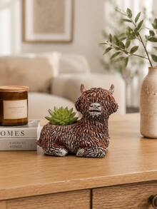 Highland Cow Succulent Planter Cute Resin Yak Animal Flower Pot Indoor Desk Garden Decor Gift - Highland Cow Planter - View 6