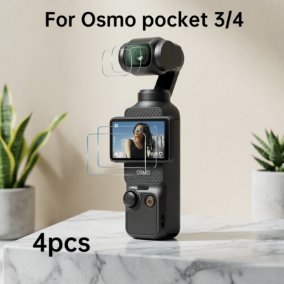 4片 鋼化玻璃相機螢幕保護貼適用於 Osmo Pocket 3/4 | 9H 硬度 高解析度 透明 防刮 防指紋 無氣泡 高級產品